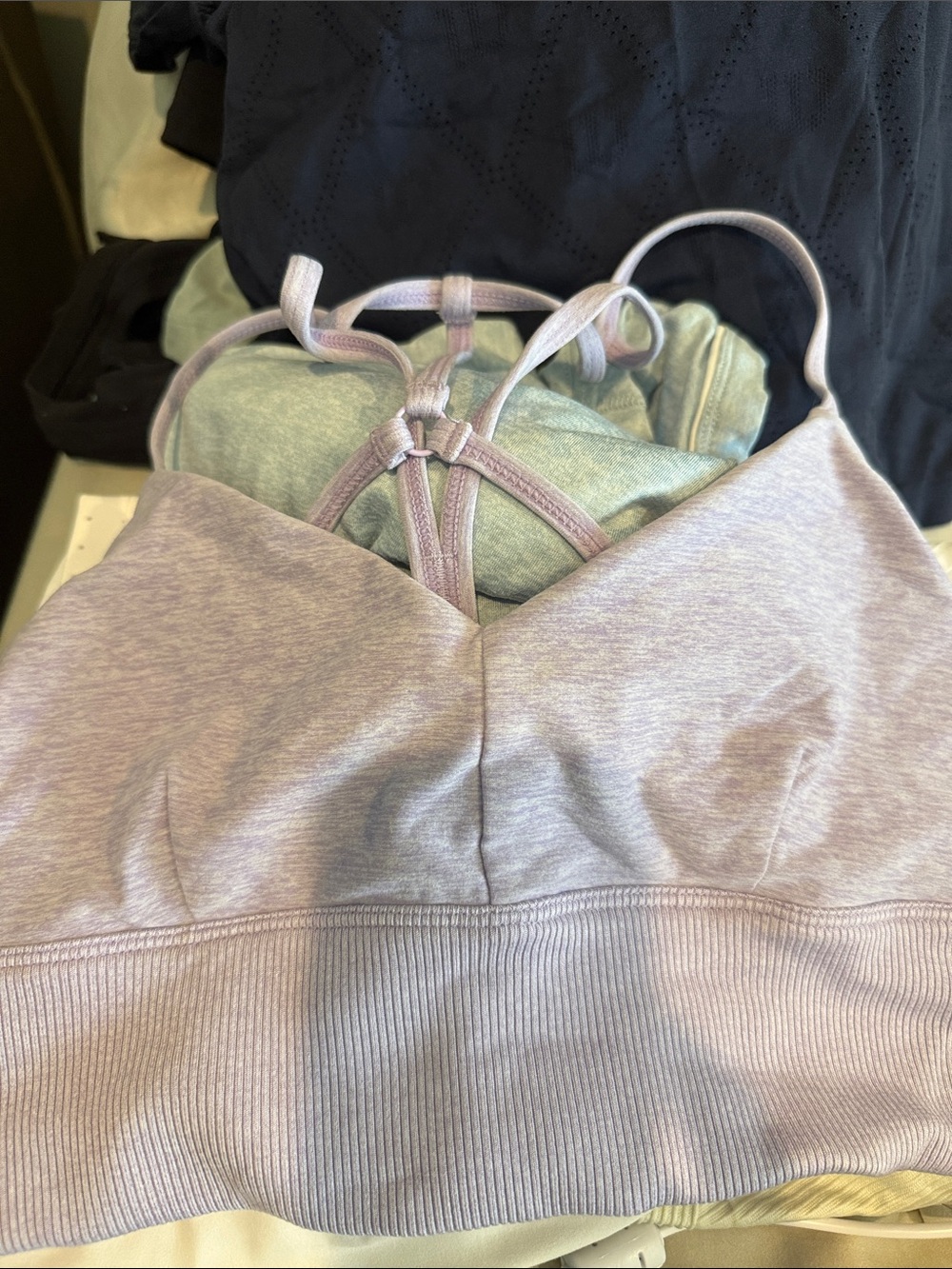 ALO Yoga Light Lavender Strappy Ribbed Bralette